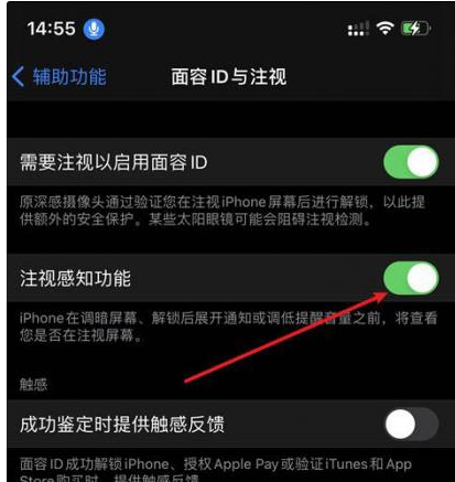 长岭苹果14维修网点分享iPhone14注视感知功能有什么用 